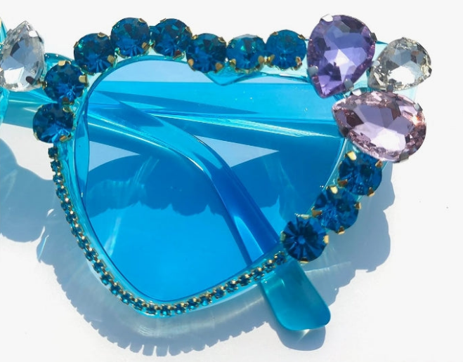 Heart shaped Rhinestone Sunglasses Women Fashion Diamond bling party Sun Glasses Crystal Shades