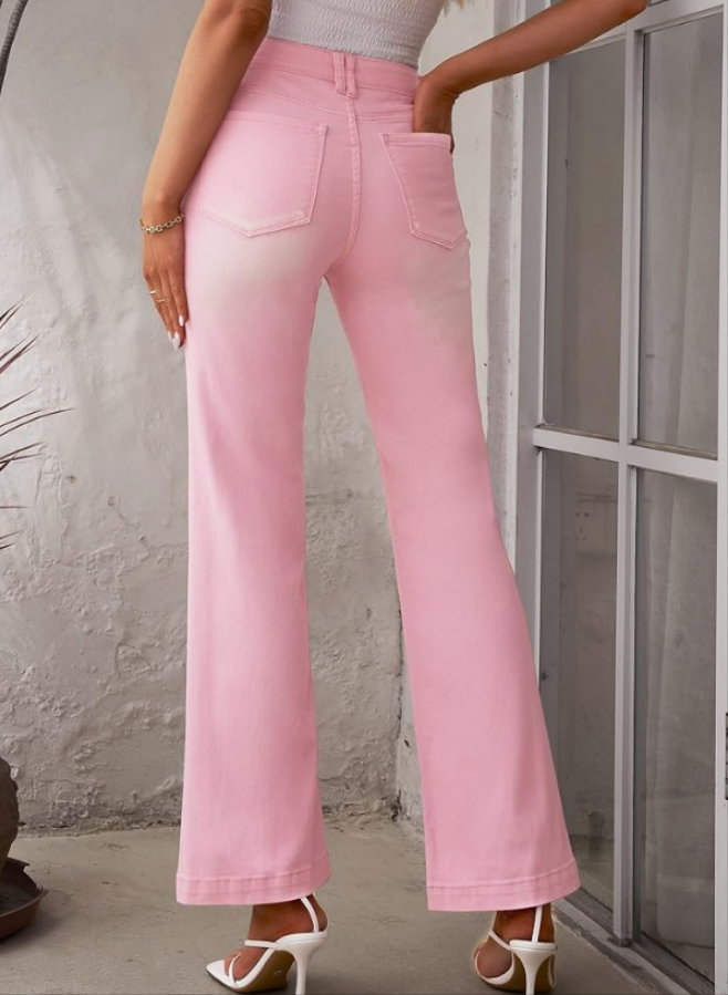 Flare Jeans High Waisted Wide Leg Baggy Jean for Women Stretch Denim Pants
