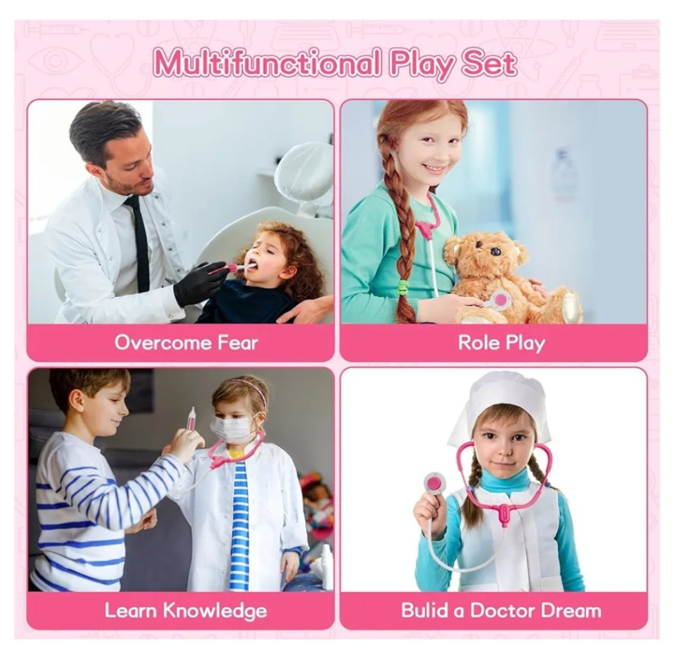 Doctor Kit for kids 3+ Medical Kit Toy Doctor Cart Stethoscope and Other Accessories Boy and Girl Fun Role Playing Game Toy Kids Pretend Play Girls Toys for 3+ There's 4 sets to choose from. Choose your set below.