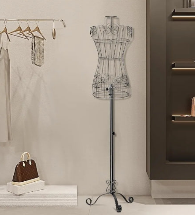 Mannequin Metal Steel Wire Dress Form for Display, Vintage Style Maniquine, Adjustable Height