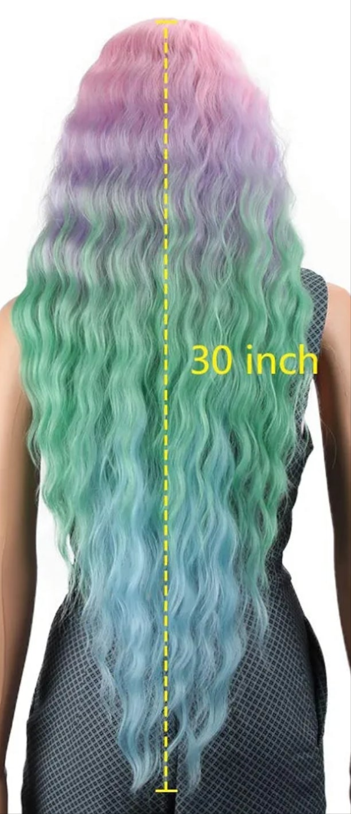 Lace Front Wigs 30'' Long Wavy Synthetic Wigs For Black Women 130% Density Ombre Rainbow Wigs with Baby Hair(