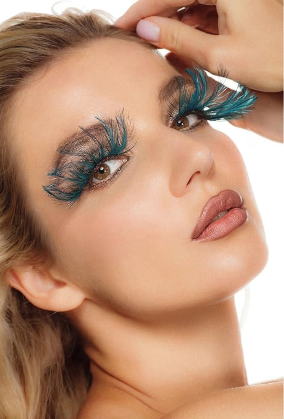 Double Lip Black with Green Big Extra Long Feather eyelashes Extra extension Halloween Green Feather Tip False Eyelashes Dance