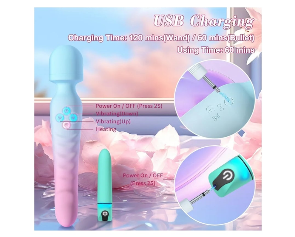 G Spot Vibrator Wand & Bullet Vibrator Set - Vibrators Sex Toys for Women, Clitoral Stimulator Dildo with 7 Vibrating Modes, Waterproof Heating Wand Massager, Adult Sex Toy for Female and Couples