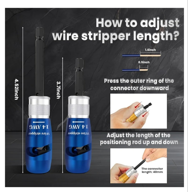 Wire Stripper for Drill, Wire Twister Tool for Electricians 6/8/10/12/14 AWG Wire Stripping and Twisting Kit, 25 PCS Wire Nuts, Electric Drill Wire Stripper for Quick & Efficient Use