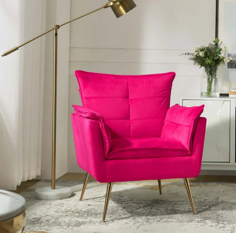Tufted Back Upholstered Armchair Velvet