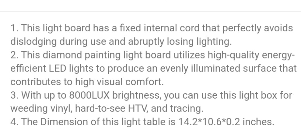 B4 Light Pad for Diamond Painting, Fixed Charging Cord, 10-ft Cable, 3 Levels of Brightness Up to 8000Lux, Uniformly Illuminated Tracing Light Box- White