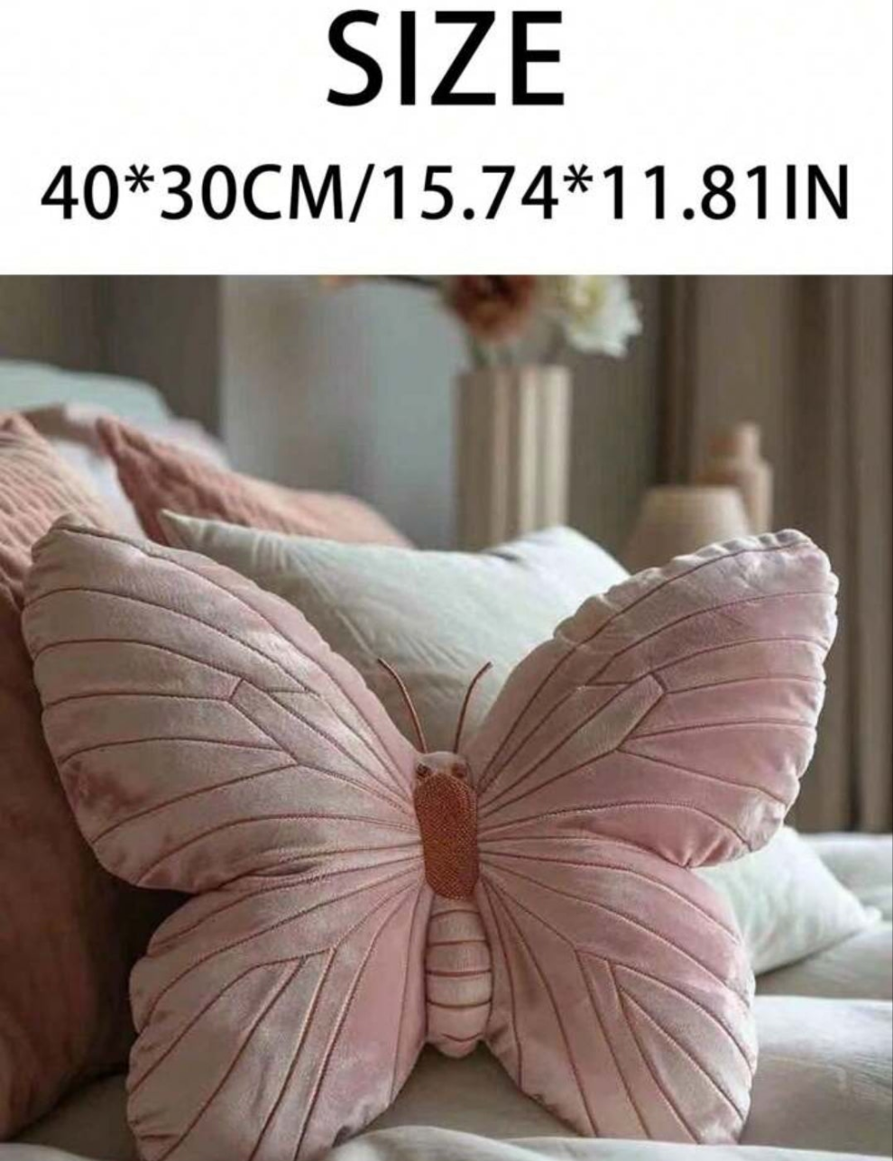 1pc Pink Butterfly Decorative Throw Pillow, Girly Style, Suitable For Living Room Sofa, Bedroom Bedside