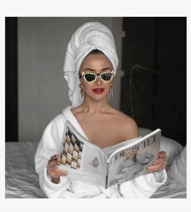 Sparkling Crystal Cat Eye Sunglasses Women Square Rhinestone Pearl Sun Glasses Party Diamond Bling Punk Eyewear