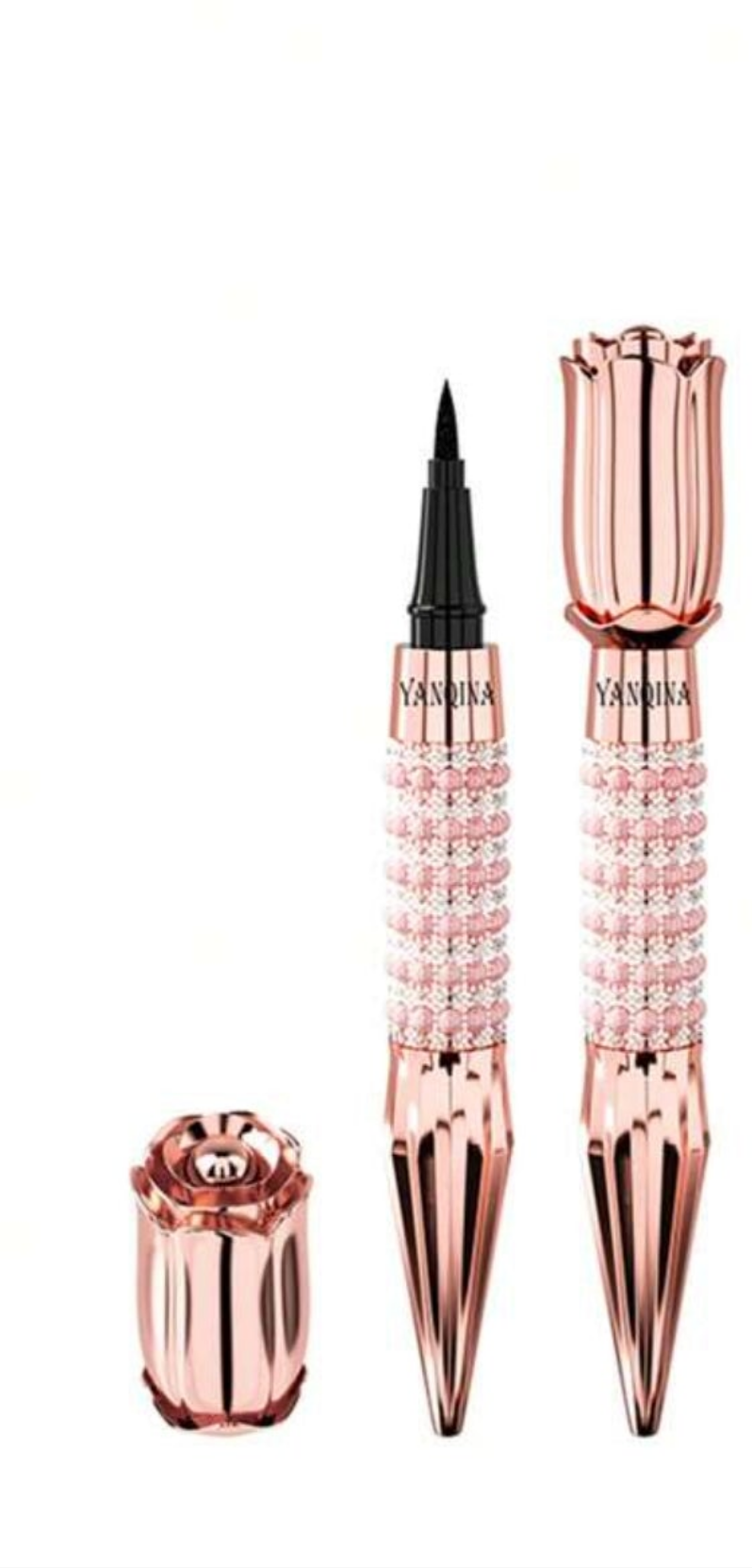 Long-Lasting Black Liquid Eyeliner Pen with Rhinestone Bronzing Effect - Waterproof and Sweat-Proof Eye Makeup Tool