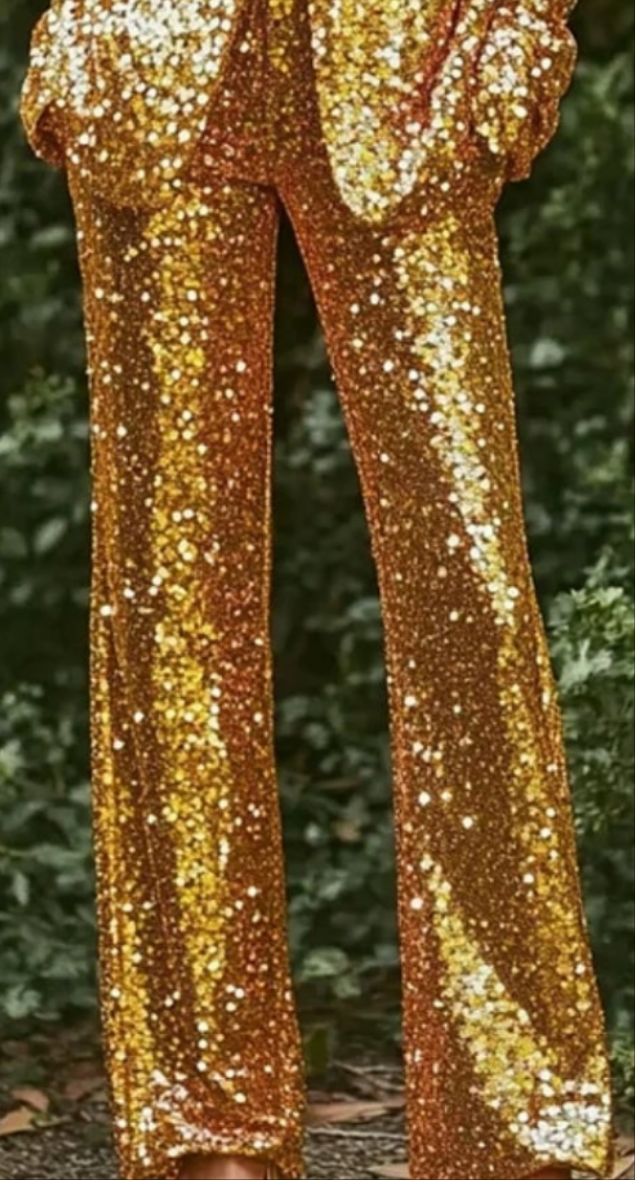 Sequined Blazer Two Piece Pant Suit-Yellow COCOMONEY
