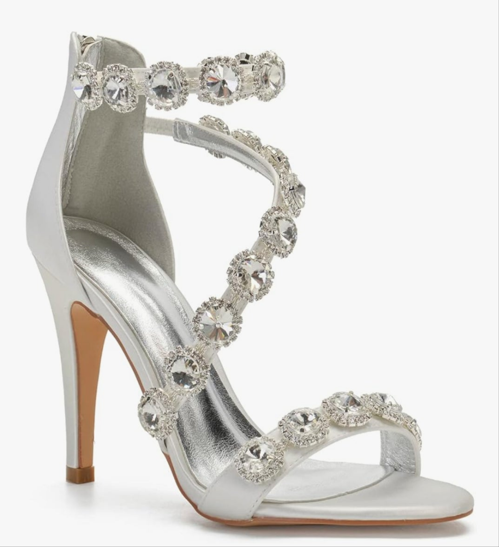 Ankle Strap High Heel Pumps Crystal Formal Evening Prom Party Dress Shoes stunning