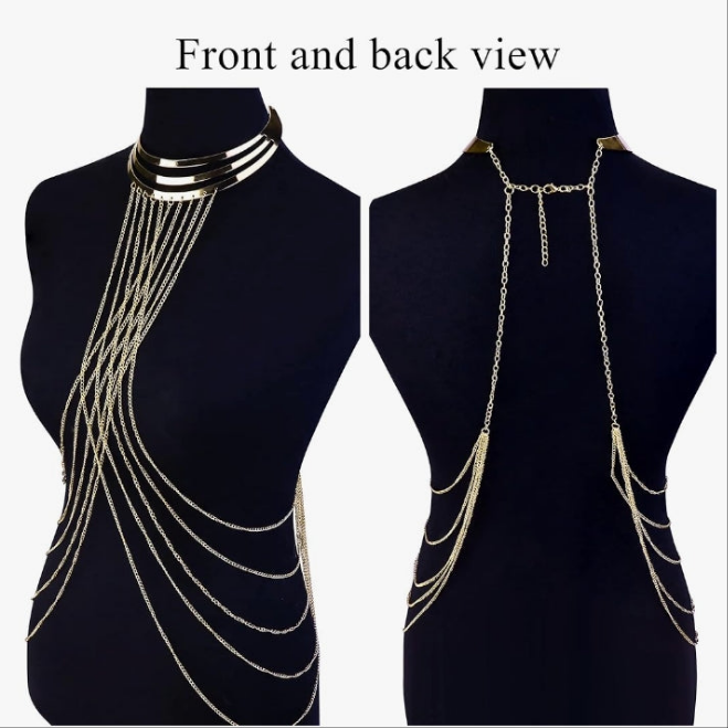 Body Chain for Women Sexy Gold Layered Crossover Tassels Bra Chain Minimalist Belly Chain Necklace Summer Beach Bikini Body Jewelry