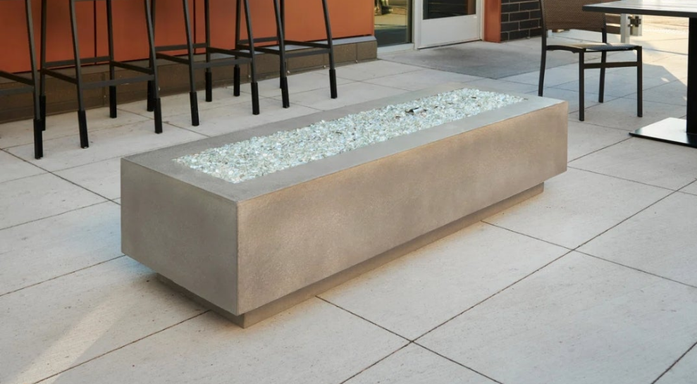 Rectangle Concrete Smokeless Fire Pit Table with Lid