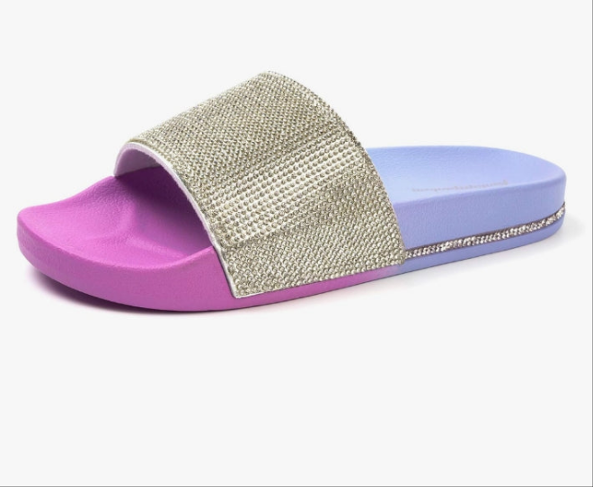 Women's Slides Rhinestone Glitter Slip On Footbed Platform Sandals