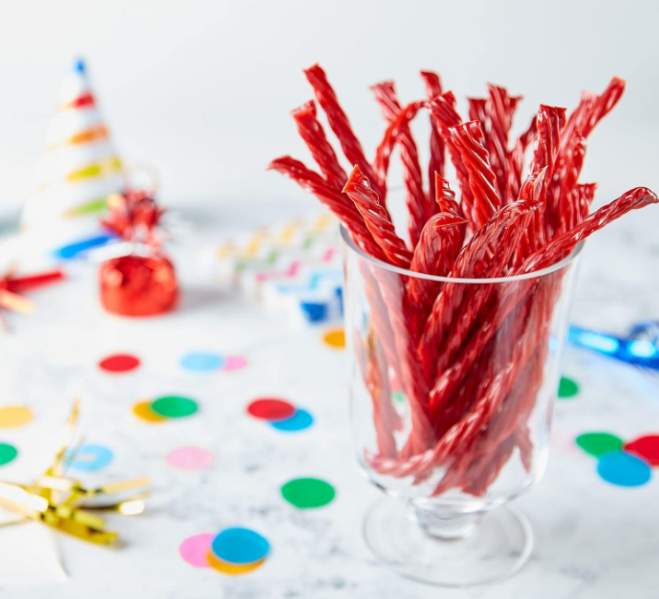 TWIZZLERS Twists Strawberry Flavored Licorice Style, Low Fat Candy Tub, 5 lb
