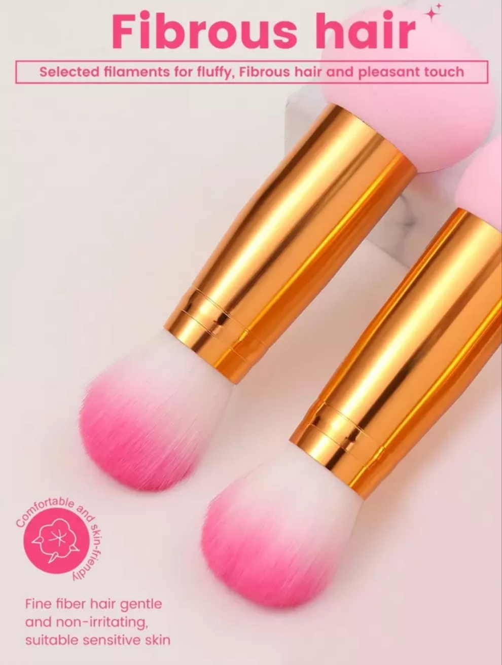 3pcs Double Head Multi-Function Makeup Tool, One Is Makeup Brush Sponge, The Other Is Makeup Brush material pur