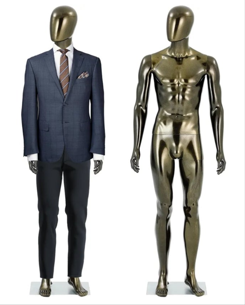 Mannequin Dress Form Display - Manikin Torso Stand Realistic Full Body Mannequin for Retail Clothing Shops, Halloween Christmas Cosplay (Silvery, Female or Male