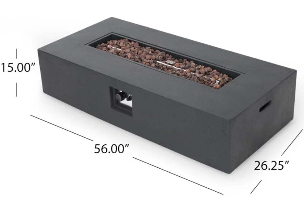 Rectangle Concrete Propane Smokeless Fire Pit Table with Hidden Fuel Tank with storage cover