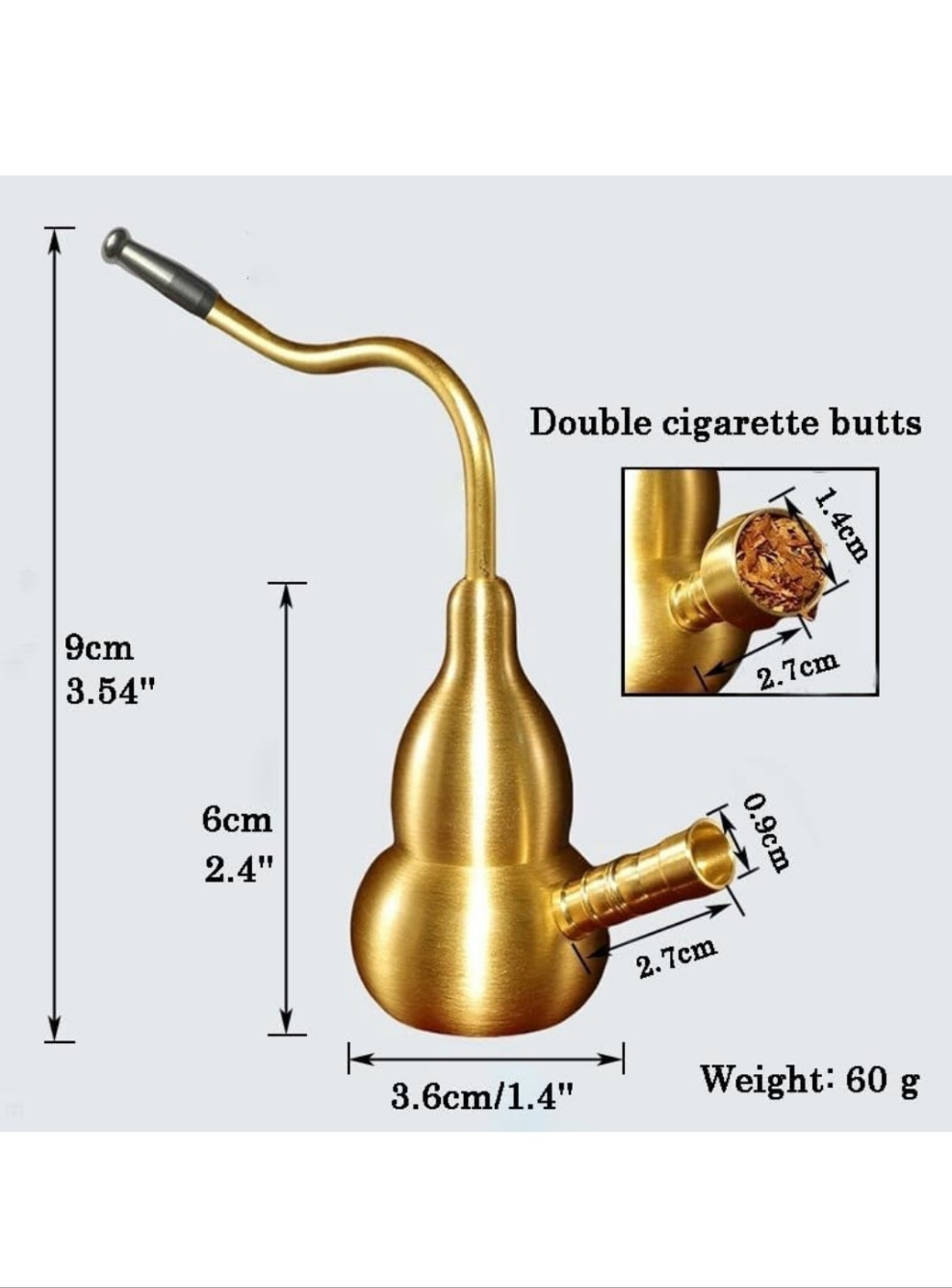Hookah Mini Hookahs Shisha Handheld Personal Hookah Water Pipe For Smoking Brass Small Travel Hookah Smoking Gifts For Father Husband Boyfriend or Friends,