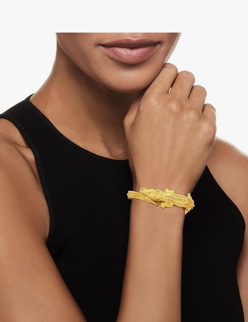 Italian 18kt Yellow Gold Alligator Bangle Bracelet. 7 inches