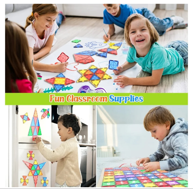 Magnetic Tiles Kids Toys STEM Magnet Toys for Toddler Magnetic Blocks Building Toys Preschool Learning Sensory Montessori Toys for 3+ Year Old Boys and Girls, Safe Creativity Toddler Kids Toys 40PCS