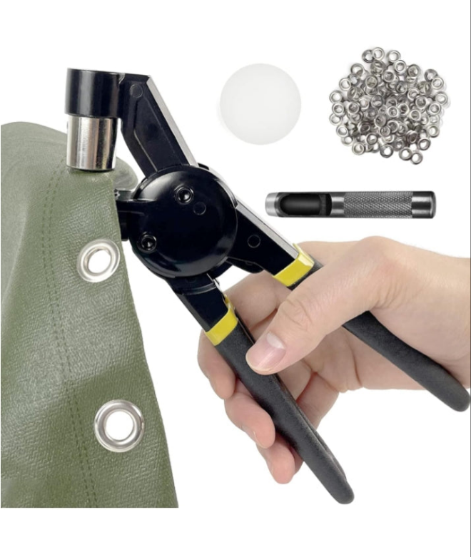 Grommet Tool Kit, 3/8 inch Handheld Eyelet Kit Manual Grommet Press Machine with 500 pcs 10 mm Grommets