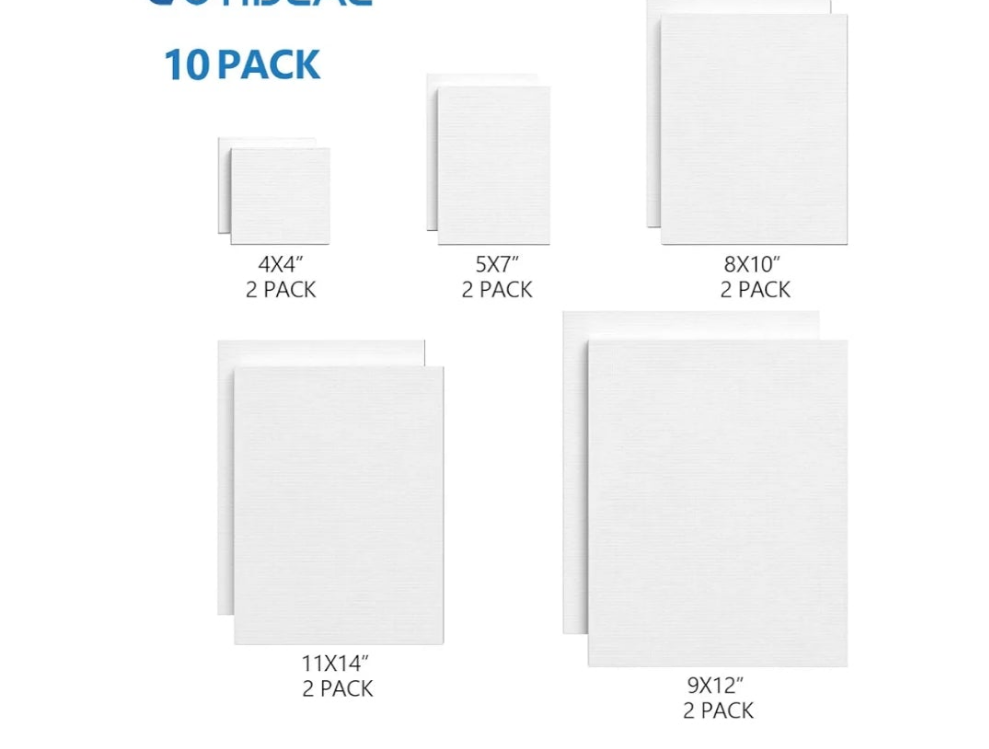 10Pcs Black Stretched Canvases for Painting, Multi Pack 4x4", 5x7", 8x10",9x12", 11x14" Set of 10, Primed 100% Cotton Artist Blank Canvas Boards for Painting, Acrylic Pouring, Oil Paint Art