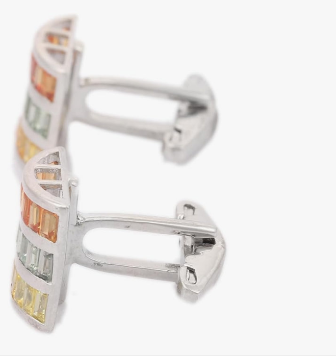 Sapphire Cufflinks- 925 Sterling Silver Cufflinks For Men- Birthstone Cufflinks- Wedding cufflinks- Birthstone Shirt Stud Jewelry