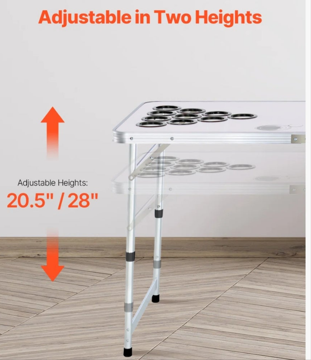 Beer Pong Tailgate Table Party Drinking Game Cup Holes Pong Balls