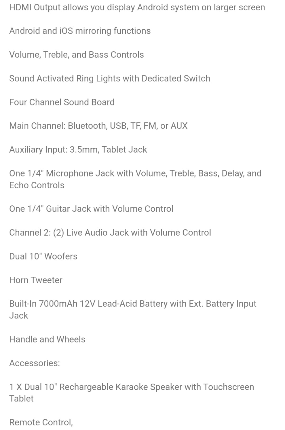 Dazone 4000W Dual 10" Woofers Rechargeable Karaoke Box Machine Wireless Bluetooth Speakers 14.1" Touchscreen Tablet With 2 Wireless Microphone Lyrics Display For Android IOS LED Light HD Sound