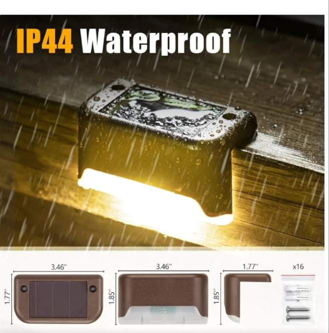 Solar Deck Lights, 16 Pack Waterproof LED Lights for Decks, Stairs, Fences, Yards and Patios white