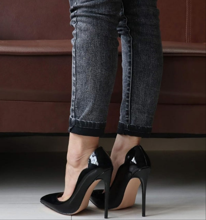 Women's Sexy Pointed Toe High Heels,4.72 inch/12cm Patent Leather Pumps,Wedding Dress Shoes,Cute Evening Stilettos