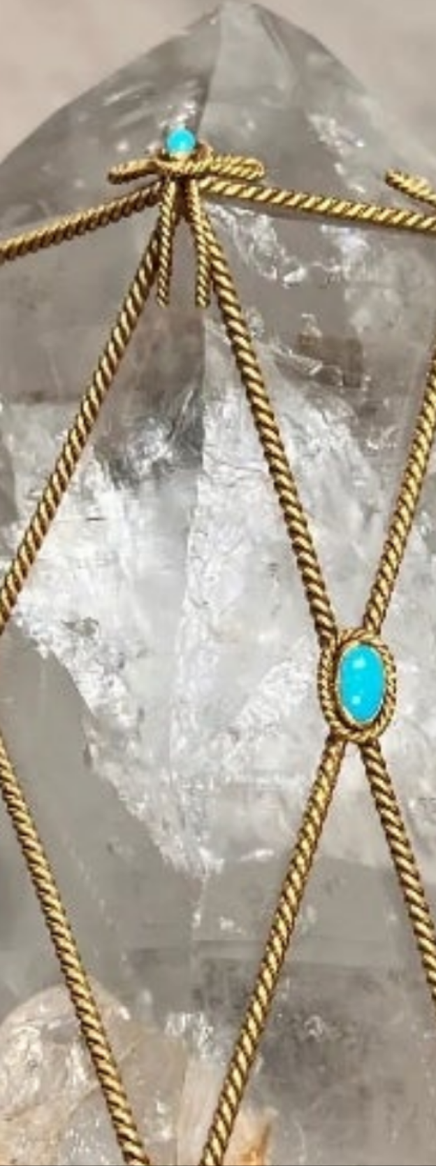 David Webb Rock Crystal and Turquoise Desk Object