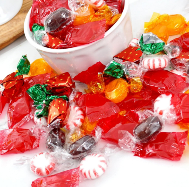 Old Fashioned Hard Candy Assortment, 1 Pound Bulk Candy (Approx. 75 pcs.), Butterscotch, Root Beer Barrels, Strawberry Filled Bon Bons, Cinnamon Discs, Starlight Peppermints