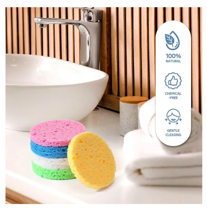 Compressed Facial Sponges for Daily Facial Cleansing and Exfoliating, 100% Natural Cosmetic Spa Sponges for Makeup Remover,