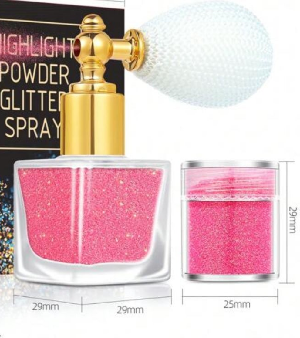 2pcs Set (1 Main And 1 Backup) Radiant Glitter Spray Flash Powder,Face Hair Body Spray Powder, Suitable For Parties, Gatherings, Festivals, Etc., Excellent Glitter Effect, Different Colors From Different Angles Y2K Makeup