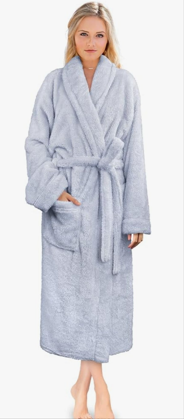 Plush Soft Robe Fluffy, Warm, Fleece Shaggy Bathrobe Cocomoney