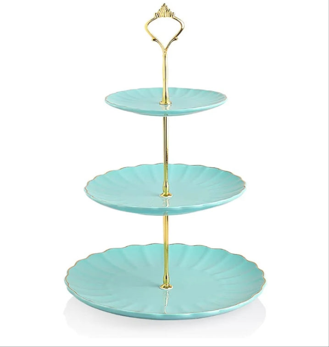 3 Tier Ceramic Cake Stand,Dessert Stand,Cupcake Stand,Tea Party Pastry Serving Platter,Food Display Stand for Tea/Coffee/Birthday/Wedding/Women/Afternoon/Gift