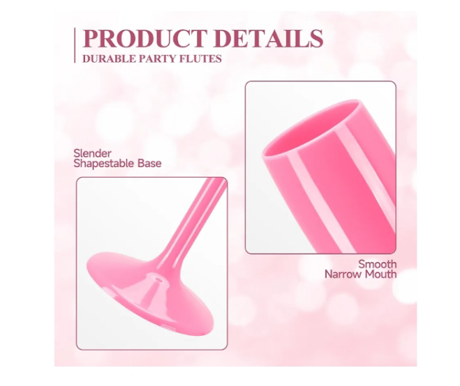 Champagne Flute Acrylic Champagne Glasses Wedding Toasting Champagne Flute Goblet Plastic Reusable Unbreakable Champagne Cups for Bachelorette Wedding Bridal Shower Party (Pink, 24)