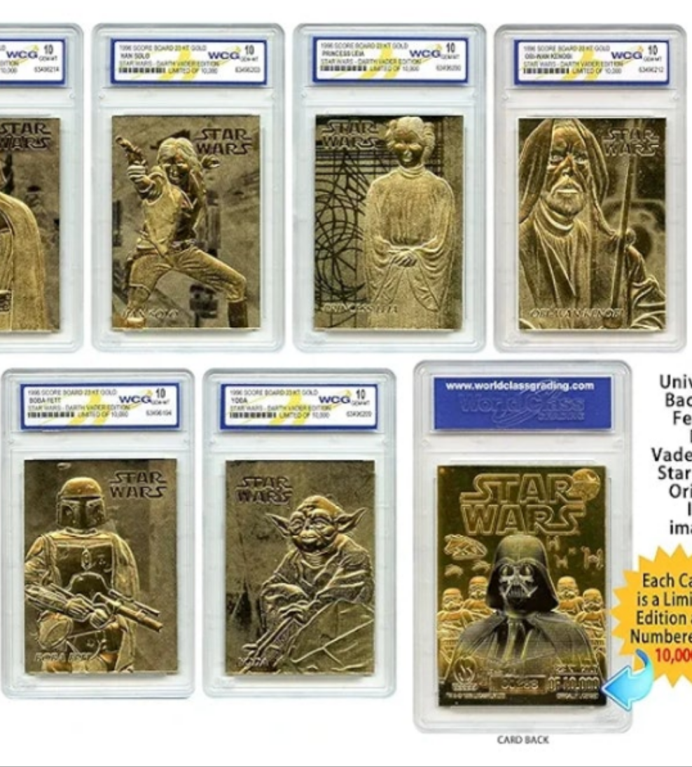 1996 Star Wars Darth Vader Edition Official Genuine 23K Gold Cards Graded Gem-Mint 10 - Complete Set of 9