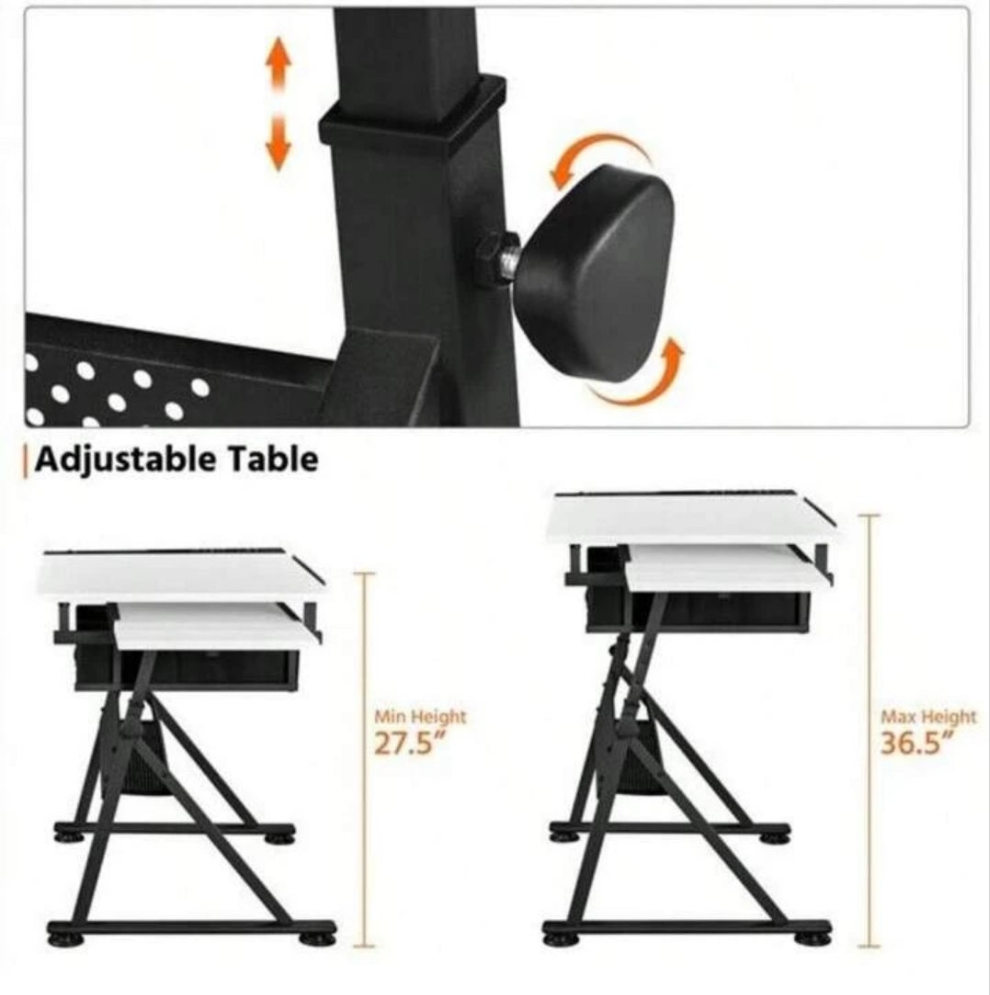 Height Adjustable Art Desk For Adults Tilting Tabletop Drafting Drawing Table