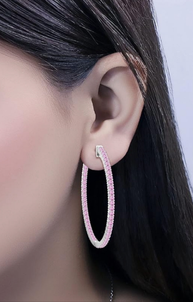 Post Hoop Earrings for Women in 925 Sterling Silver