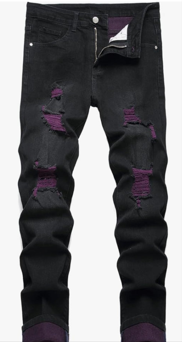 Men's Slim Fit Stretch Jeans Ripped Skinny Jeans for Men, Fashion Distressed Straight Comfort Flex Waist Pants