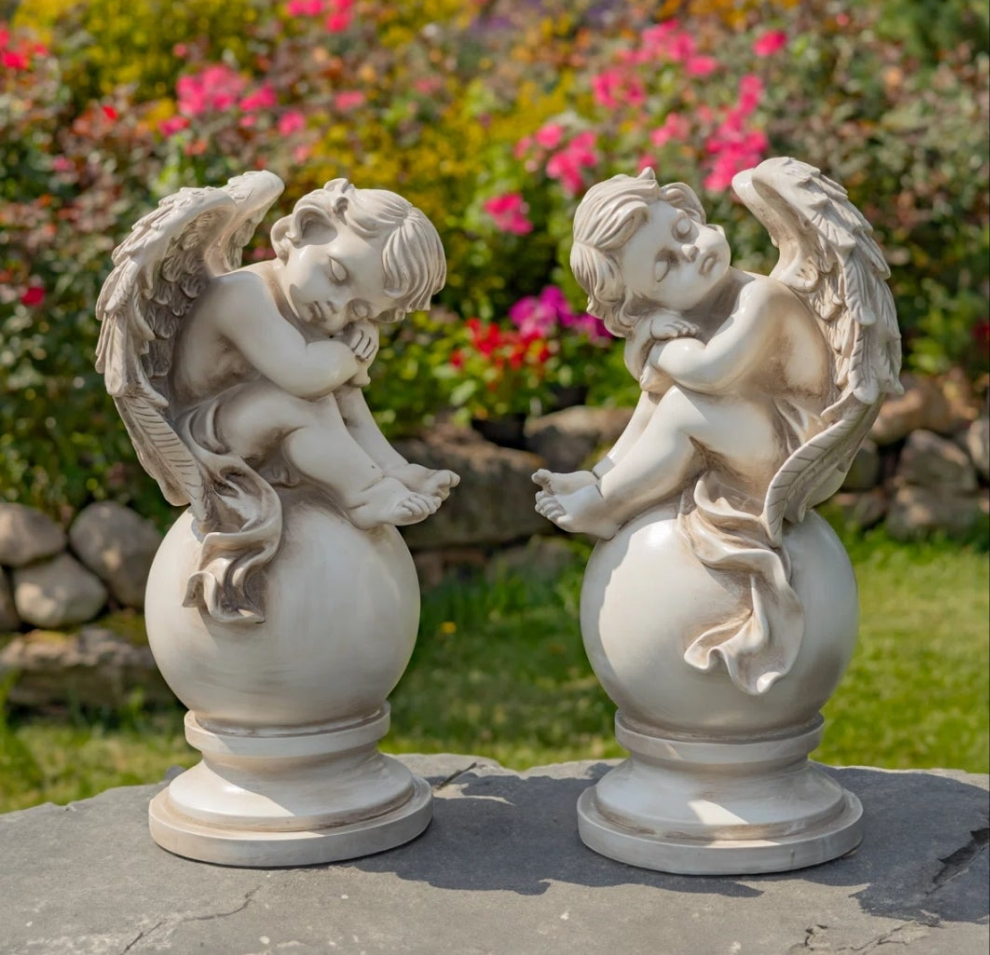 Angels & Cherubs Weather Resistant Polyresin Garden Statue (Set of 2)