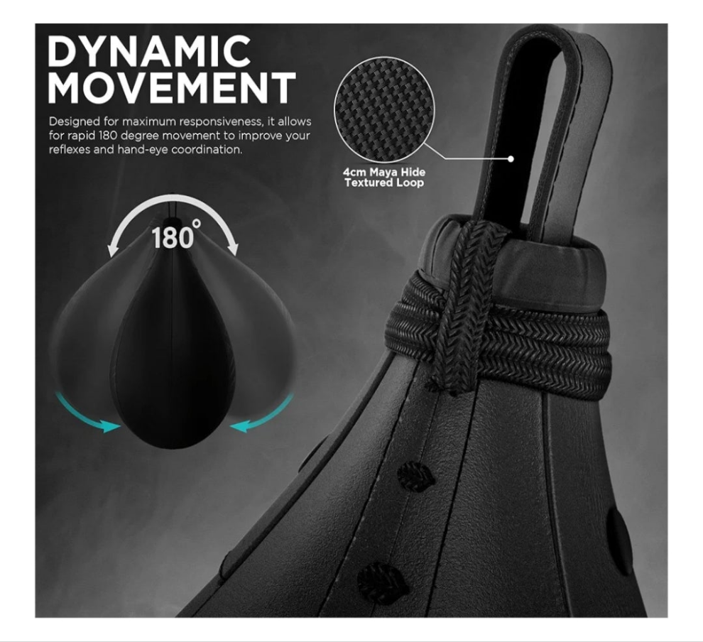 Speed Bag Boxing Ball and Swivel Set, Maya Hide Leather Dodge Striking Mount Kit with Additional Bladder, MMA Muay Thai Punching Workout Kicking Martial Arts Training Home Gym Exercise Speedball