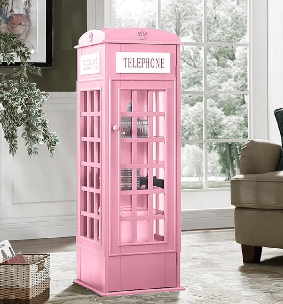 Telephone Booth Cabinet Wood Bookcase 5-Tier Telephone Booth Bookshelf Small Floor Standing Storage Rack, for Home Office, Living Room, Study, Bed Room different color options