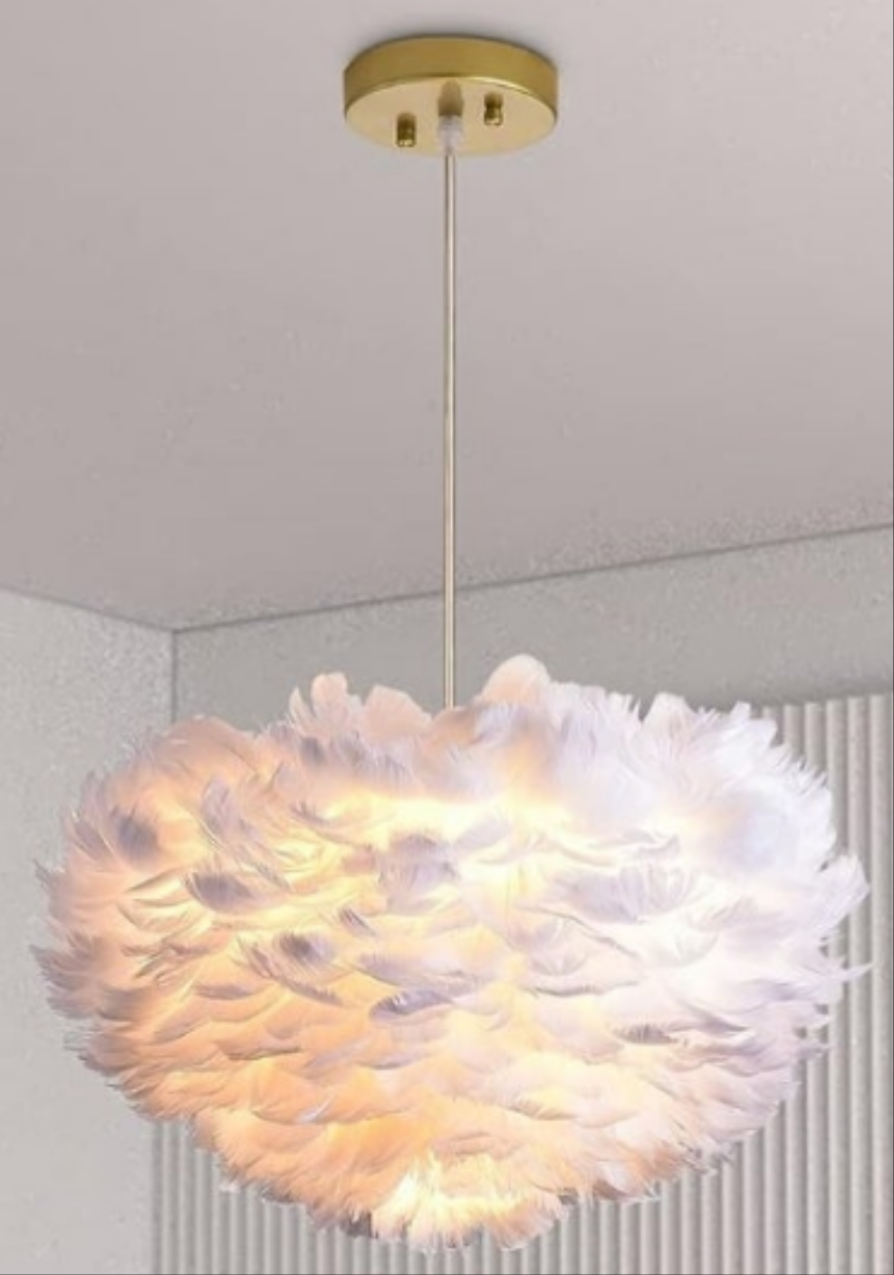 Feather Chandeliers, 3 Lights Modern Romantic Ceiling Haning Lamp, Pink Creative Art Feather Shade Chandelier, for Girls Room, Bedroom, Living Room, Dining Room, 17.7 inch