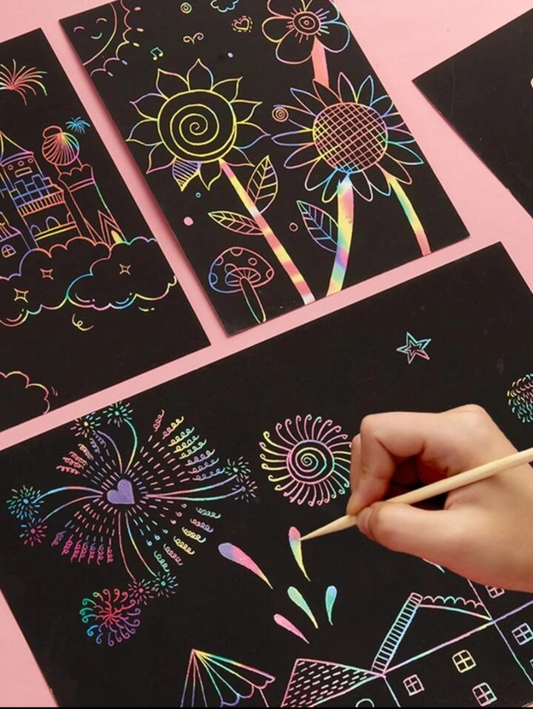 50pcs Scratch Paper & 5pcs Bamboo Stick Back To School