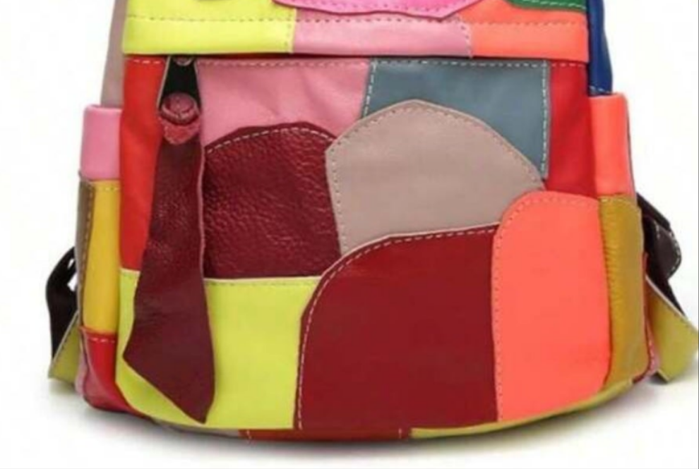 COCOMONEY Leather Patches Bookbag Multicolor