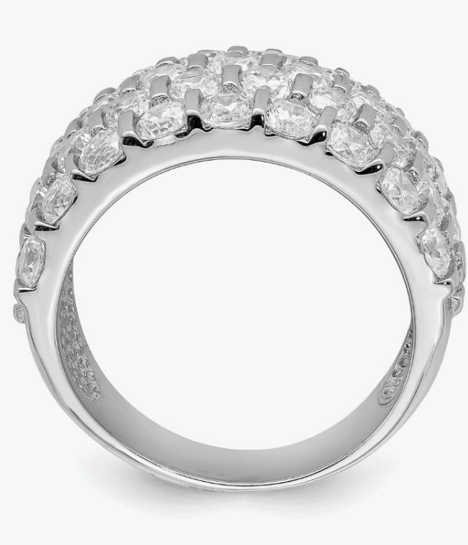 925 Sterling Silver Cubic Zirconia CZ Wide Band Ring